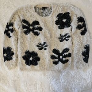 Cozy Black and Cream Floral Sweater